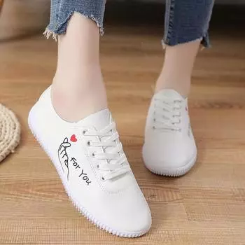 Модные женские туфли, мягкие, повседневные, простые, женские туфли на плоской подошве, черные, белые, однотонные, с круглым носком, со шнуровкой для женщин erf56 4 белый