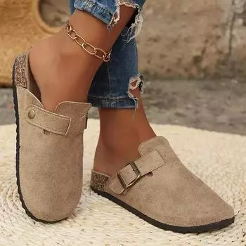 Модные женские туфли-мюли Flast Slingback Slippers Casual Sandals Fashion Flip Flops New Beach Dress Walking Femme Brand Slides Shoes 38 хаки