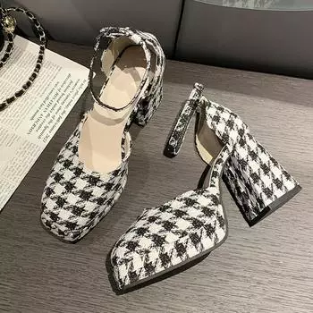 Модные женские туфли на массивном каблуке, брендовые сексуальные туфли-лодочки, весна-лето, новый тренд, дизайнерские сандалии для вечеринок, женская обувь 38