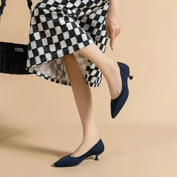 Модные женские туфли на низком каблуке с острым носком, однотонные туфли, модные элегантные туфли без застежек, женская обувь Zapatillas Mujer 2024 34