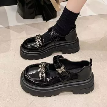 модные женские туфли на платформе Marie Janes Shoes 2025 New Trend Elegant Fashion Leather Shoes Luxury Dress Party Casual Zapatillas Mujer 35 бежевый