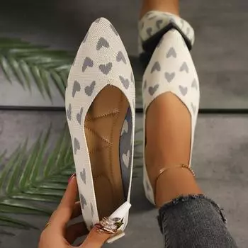 Модные женские туфли на плоской подошве 2024 года, новые трикотажные дышащие мокасины, квадратные красивые кроссовки принцессы с резиновой подошвой, удобные туфли на плоской подошве 36 белый