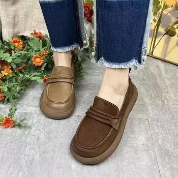 Модные женские туфли на плоской подошве 2024 года, новые весенне-осенние модные туфли с квадратным верхом, удобные туфли в стиле Лолита, кроссовки Zapatos De Mujer 35 коричневый