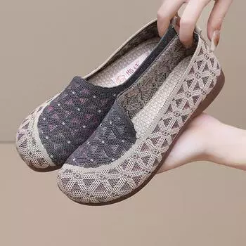 Модные женские туфли на плоской подошве 2024 года, новые летние цветные дышащие легкие нескользящие туфли на плоской подошве 35 красный