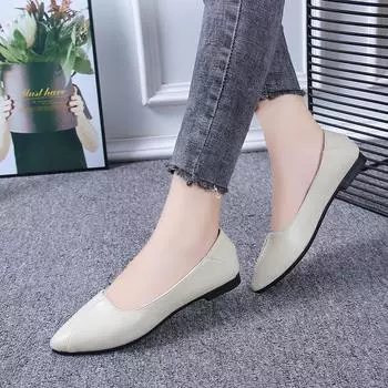 Модные женские туфли на плоской подошве больших размеров 35-43, весна-осень 2024, классические однотонные женские балетки с закрытым носком 35-40 35 чёрный