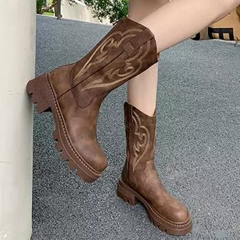 Модные женские туфли на плоской подошве до середины голени, ботинки челси, зимняя модная обувь на платформе 2024 года, дизайнерские трендовые платья, готические ботинки, удобные для ходьбы, Zapatos Mujer 35