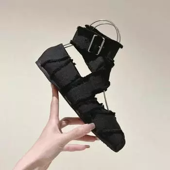 Модные женские туфли на плоской подошве из парусины, балетки, босоножки, женские, новые, удобные, для школьниц, с ремешком, тренд 2024 года, роскошные, черные, распродажа 35 абрикосовый