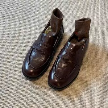 Модные женские туфли на плоской подошве, кожаные туфли-лоферы, дизайнерская обувь в стиле ретро 2024 года, модная осенняя классическая обувь для женщин, новая для ходьбы 35 чёрный