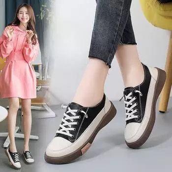 Модные женские туфли на плоской подошве, летние дышащие повседневные туфли, женские туфли на плоской подошве из натуральной кожи с мягкой подошвой, белые туфли для женщин 35 чёрный