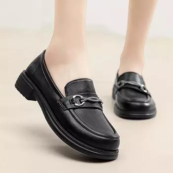 Модные женские туфли на плоской подошве, лоферы на платформе, женская обувь из спилка, повседневные летние балетки, женские туфли с неглубоким носком, мокасины 40 чёрный
