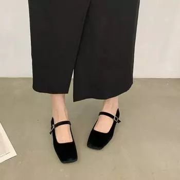 Модные женские туфли на плоской подошве с квадратным носком и мелкой пряжкой, повседневные туфли без застежек, туфли Мэри Джейн для отдыха на природе 36