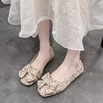 модные женские туфли на плоской подошве с квадратным носком, туфли на плоской подошве для женщин, нескользящие мокасины с принтом бабочки, повседневные нескользящие туфли в стиле пэчворк 36