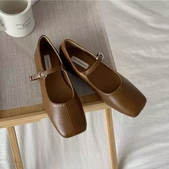 Модные женские туфли на плоской подошве с квадратным носком 2024 года, повседневные кроссовки для ходьбы, новое дизайнерское платье, элегантные женские модные туфли Zapatillas с мягкой подошвой 35 бежевый