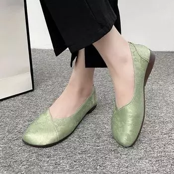 Модные женские туфли на плоской подошве с короткими носами Новые повседневные туфли с квадратным носком для женщин на плоской подошве Модные женские туфли для ходьбы Zapatos De Mujer 35 бежевый