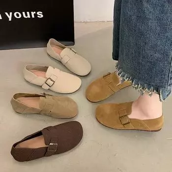 Модные женские туфли на плоской подошве, туфли-лоферы, осенние повседневные туфли с пряжкой 2024 года, модные новые туфли для ходьбы, классические женские удобные мягкие туфли Chaussures 35 хаки