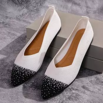 Модные женские туфли на плоской подошве весна/лето/осень 2024 года, новые сетчатые туфли с неглубоким вырезом и мягкой подошвой, дышащие женские туфли 36 бежевый