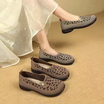 Модные женские туфли на плоской подошве Женская обувь 36 хаки