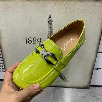 Модные женские туфли на плоской подошве, женские лоферы из лакированной кожи, повседневная женская обувь больших размеров, дизайнерские женские туфли-мюллеры, противоскользящие 36 чёрный