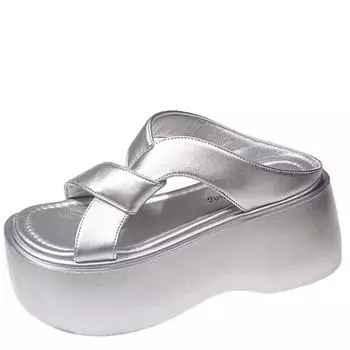 Модные женские туфли на толстой платформе с каблуком 8 см, с открытым носком, кожаные босоножки на танкетке, женские летние пляжные шлепанцы с толстой подошвой 34 бежевый