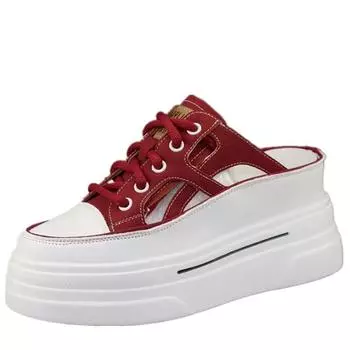 Модные женские туфли на толстой подошве Muffin 2024 года, лето, новый стиль, повседневная обувь без каблука, внутренняя высота, женская полая вулканизированная обувь 34 белый