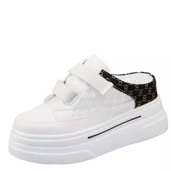 Модные женские туфли на толстой подошве высотой 8 см, лето 2024 г., новый стиль, повседневная обувь без каблука, с внутренним увеличением, женская вулканизированная обувь 34