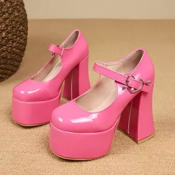 Модные женские туфли на толстом каблуке, осенние новые туфли с круглым носком, неглубоким ртом, толстым дном и очень высоким каблуком 33 белый