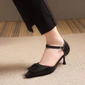 Модные женские туфли на высоком каблуке 2024 года, модные простые однотонные скользящие женские туфли на квадратном каблуке высокого качества для вечеринок, свадеб и офиса 34 вино красного