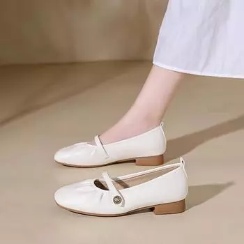 Модные женские туфли на высоком каблуке 2024 года, туфли Мэри Джейн с квадратным носком, простые и элегантные женские туфли для торжественных случаев, осенняя мягкая подошва, повседневная женская обувь 35 бежевый