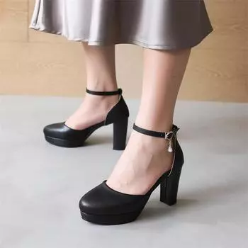 Модные женские туфли на высоком каблуке Элегантные туфли-лодочки D Orsay с ремешками на щиколотке Босоножки Черные, розовые, белые, офисные, свадебные туфли для девочек, большие размеры 34 чёрный