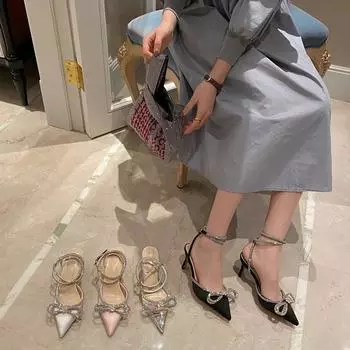 Модные женские туфли на высоком каблуке, свадебные туфли, модные блестящие туфли-лодочки с бантом, бриллиантами и кристаллами, с острым носком, прозрачные туфли-лодочки на шпильке для подружки невесты 35 серебряный