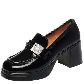 Модные женские туфли на высоком квадратном каблуке 7 см, туфли-оксфорды, туфли-лоферы для женщин, туфли Мэри Джейн для девочек в японском стиле Jk Uniform Lolita, готические туфли-лоферы 35 чёрный