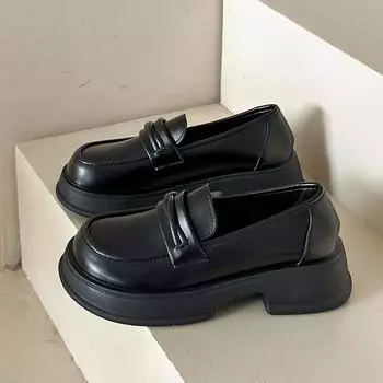 модные женские туфли нескользящие весна осень 2024 новые женские туфли на плоской подошве с круглым носком на низком каблуке женские туфли Lefu Zapatos Para Mujeres 35 чёрный