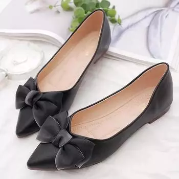 Модные женские туфли-одиночки, туфли на плоской подошве, женские туфли с острым носком, новинка 2024 года на плоской подошве, мягкая подошва, весна/лето, женские туфли с неглубоким горлом 35 чёрный