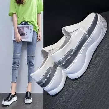 модные женские туфли осень острый носок смешанные цвета модис повседневные женские кроссовки сабо платформа увеличение высоты слипоны балетки осень новинка 20 35