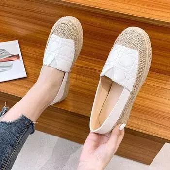 Модные женские туфли-рыбаки весна-осень на толстой подошве с закругленным носком на плоской подошве, модные повседневные женские туфли без застежек 35 белый