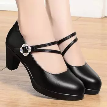 Модные женские туфли с круглым носком на весну и осень, красные туфли на высоком каблуке для офисных леди, классические, удобные, уличные, европейские, стильные туфли 35