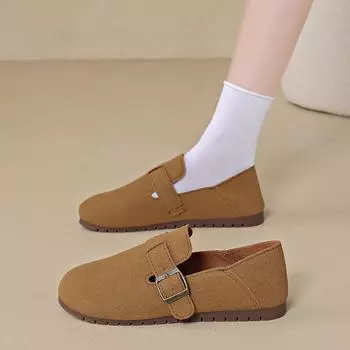Модные женские туфли с круглым носком, повседневные женские туфли, универсальные осенние мягкие туфли на плоской подошве, мокасины в стиле ретро, удобные туфли для женщин 34 хаки