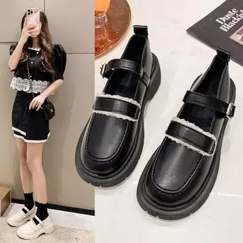 Модные женские туфли с круглым носком, женские туфли на высоком каблуке 2024 года, повседневные спортивные туфли-оксфорды из лакированной кожи, новые, ретро, универсальные 35 бежевый