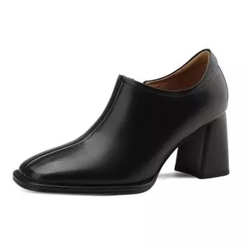 Модные женские туфли с квадратным носком на высоком каблуке, осенние женские туфли в стиле ретро, толстые туфли на молнии, офисные туфли на высоком каблуке Tacones Para Mujer 35