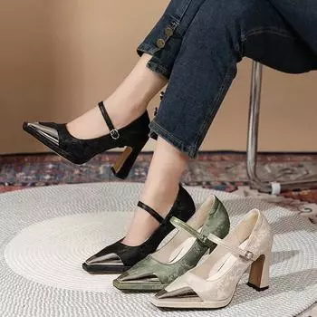 модные женские туфли с острым носком на высоком каблуке массивные туфли 2024 осень мода новые туфли для вечеринок туфли-лодочки сексуальное трендовое платье женские туфли 34