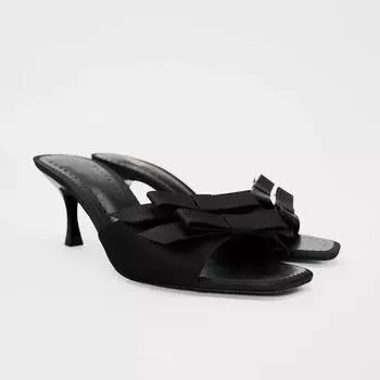 Модные женские туфли с открытым носком женские тапочки новые бабочка-узел платье тапочки женские летние бестселлер каблуки женские 35 чёрный