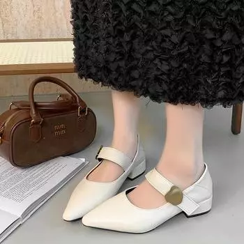 Модные женские туфли с пряжкой и ремешком, женские туфли на высоком каблуке, новые металлические украшения, офисные и карьерные, сексуальные туфли с острым носком для женщин 35