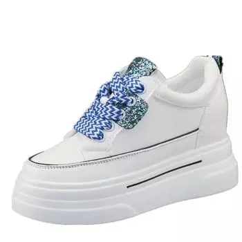 Модные женские туфли весна-лето 2024 года, белые туфли с толстыми подошвами, увеличивающими рост на 8 см, повседневные спортивные туфли, женские кроссовки 34