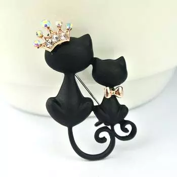 Модные женские украшения, элегантная Корона, кошка, покрытая кристаллами, стразами, брошь для свадебной вечеринки, матовая булавка one size