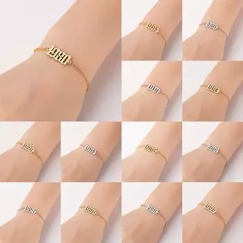 Модные женские украшения, браслеты с номером года, особая дата с 1980 по 2000 год, модные 1 шт., персонализированные 1980 золотистый