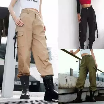 Модные женские уличные повседневные школьные сумки с пряжкой, брюки Hallen, комбинезоны, брюки S чёрный