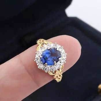 Модные женские ювелирные изделия, классическое обручальное кольцо в форме ветки, синее циркониевое золото, двухцветное обручальное кольцо для женщин 10 синий