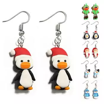 Модные женские ювелирные изделия с героями мультфильмов из сплава, полимерная глина, висячие серьги, аксессуар для девочек Blue Snowman