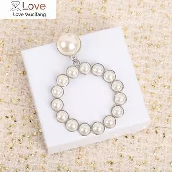 Модные женские ювелирные изделия, золотые серьги большого размера, круглые серьги-клипсы с геометрическими кисточками и жемчугом, свадебные серьги для вечеринки