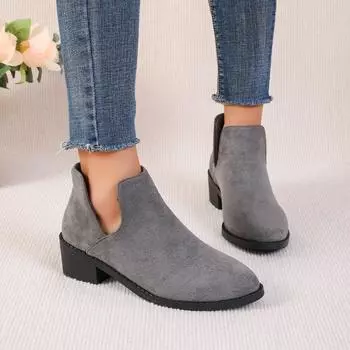 Модные женские весенние ботильоны из искусственной кожи на низком каблуке, удобные, однотонные, повседневные, на молнии, однотонные, без застежек, женские короткие ботинки большого размера 36-43 36 темно-коричневого